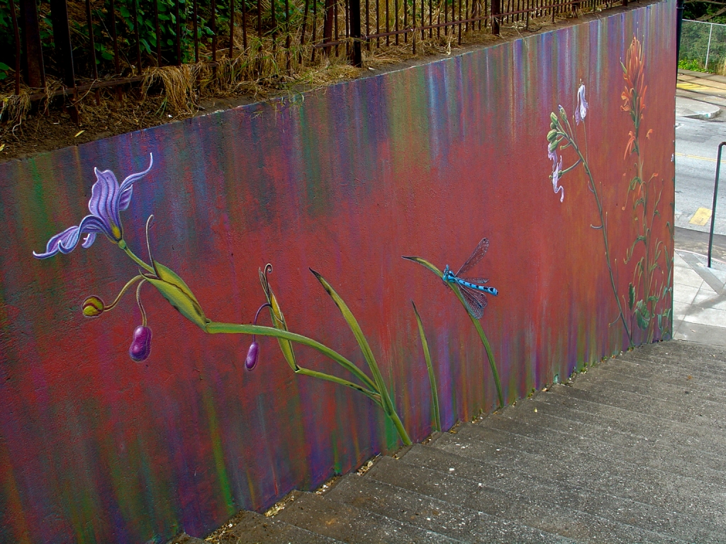 Detail of The Botanical Mural by Mona Caron Detail of The Botanical Mural by Mona Caron