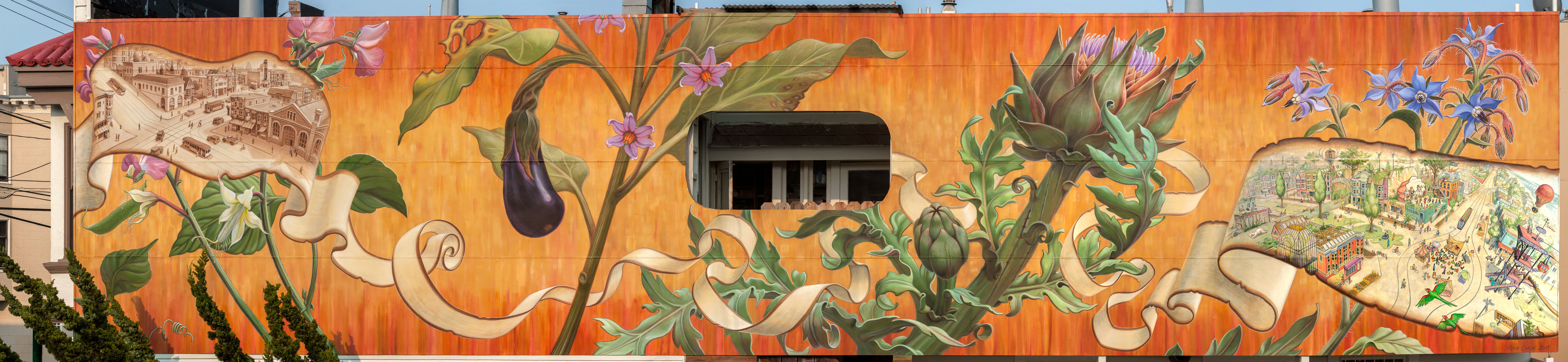 Noe Valley Mural (East side) by Mona Caron